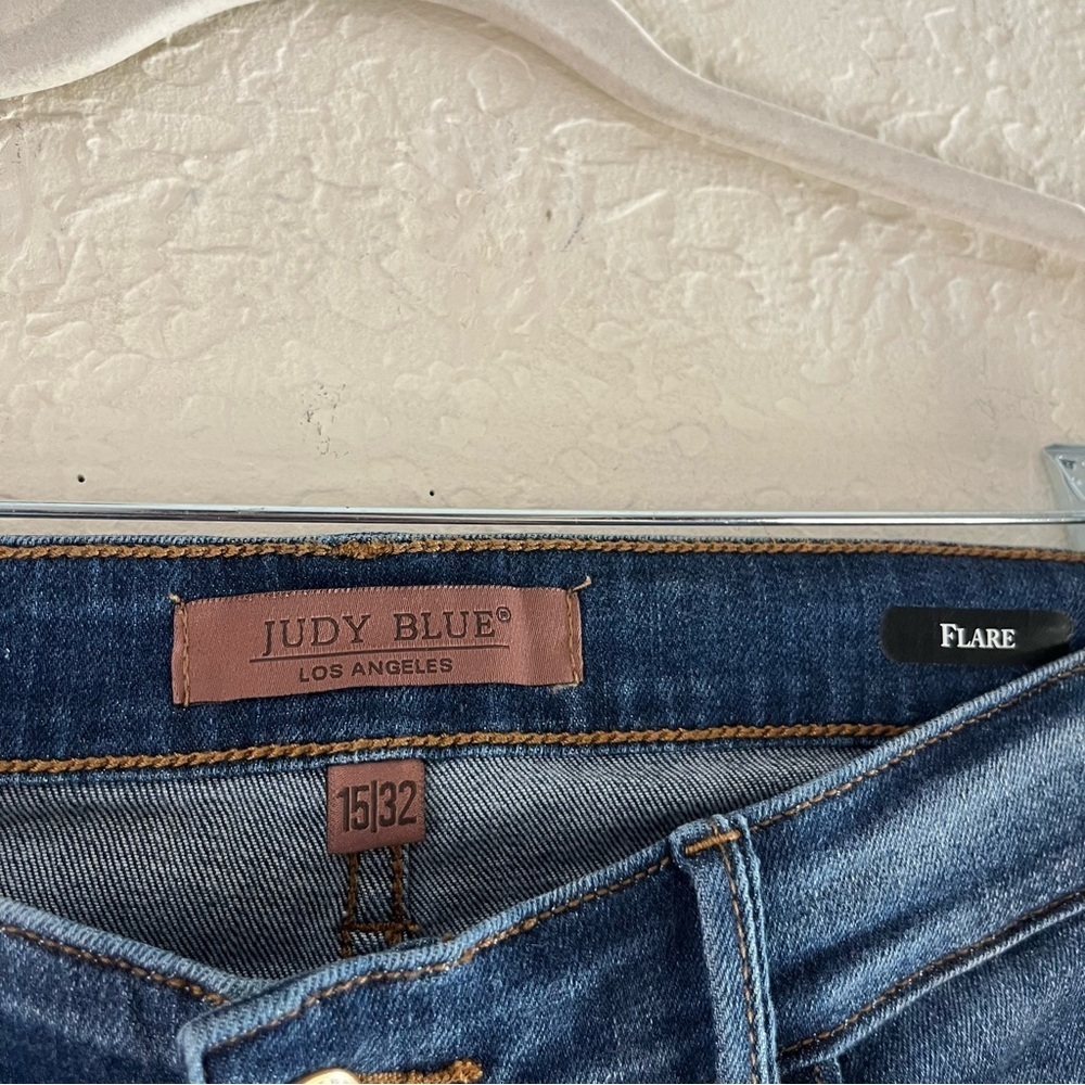 Judy Blue Louisa High Rise Flare Jeans in Dark Blue Wash - Picture 11 of 12